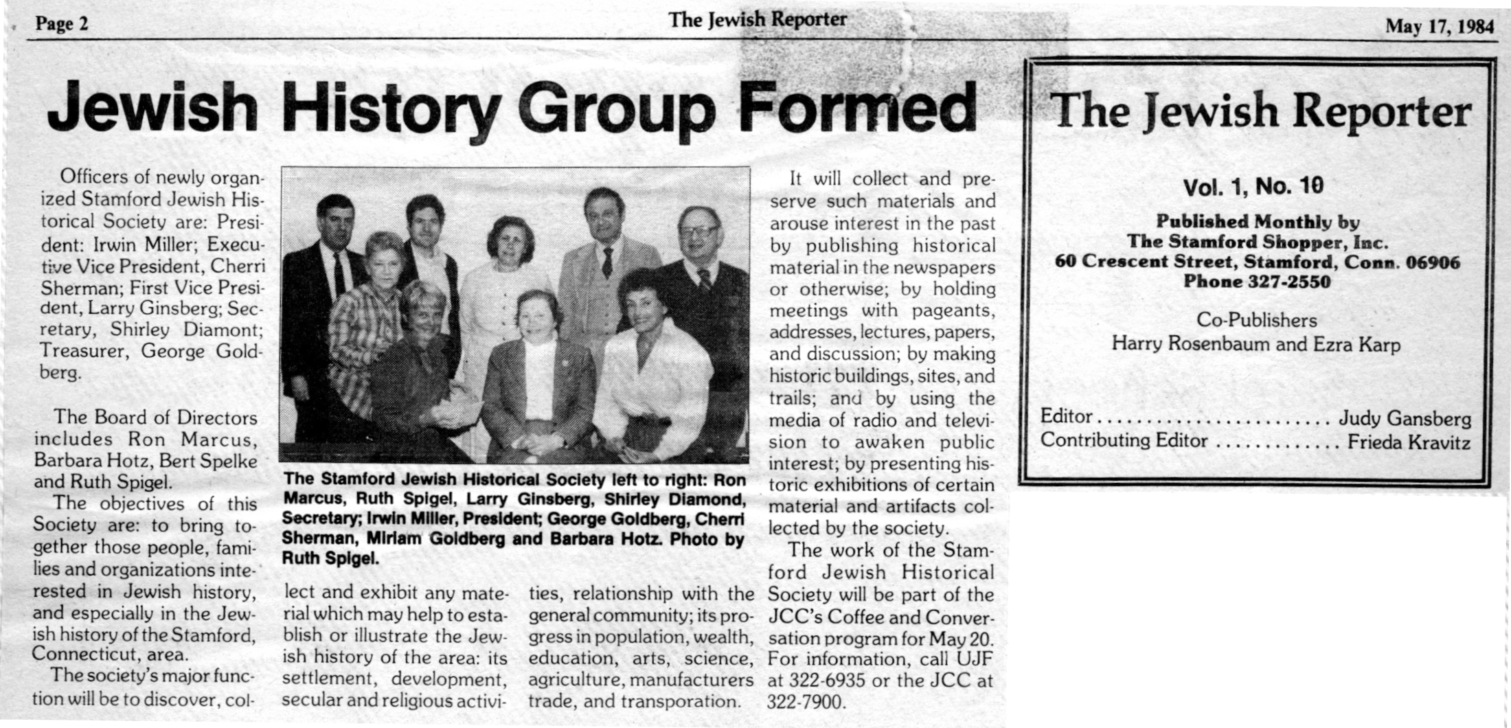 The Jewish Historical Society of Fairfield County