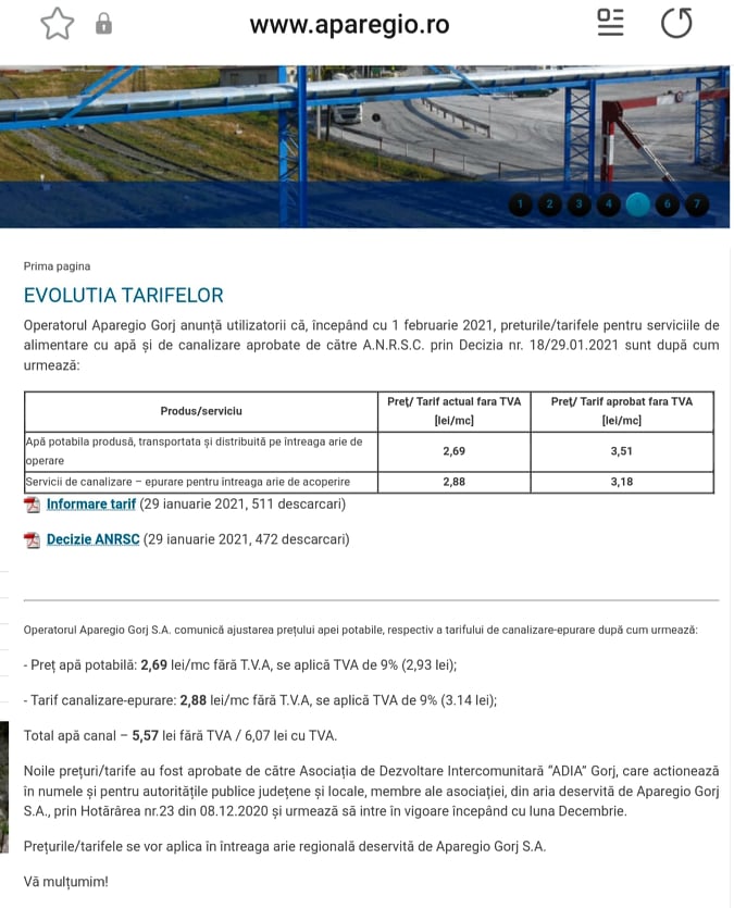 ApaRegio majorează tarifele din ianuarie. MC apă canal ajunge aproape