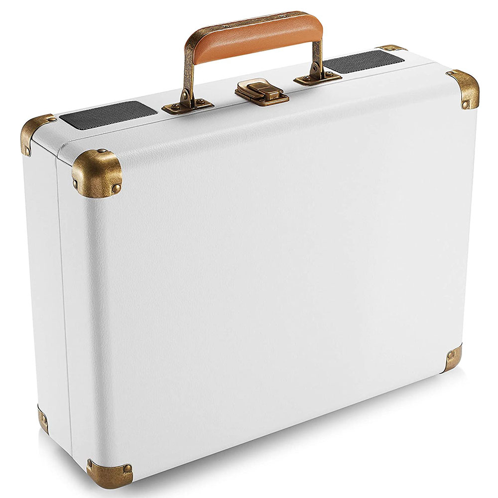 suitcase vinyl player (White) Jiesousin