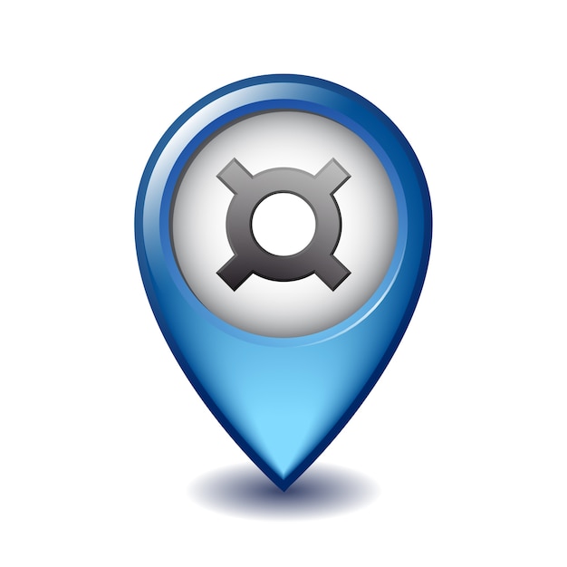 Vibrant Blue Pointer with Distinctive Gear Symbol Jiffy Designs