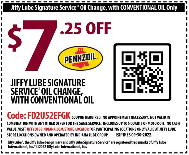 Oil Change Coupons, Synthetics & High Mileage Indiana Jiffy Lube