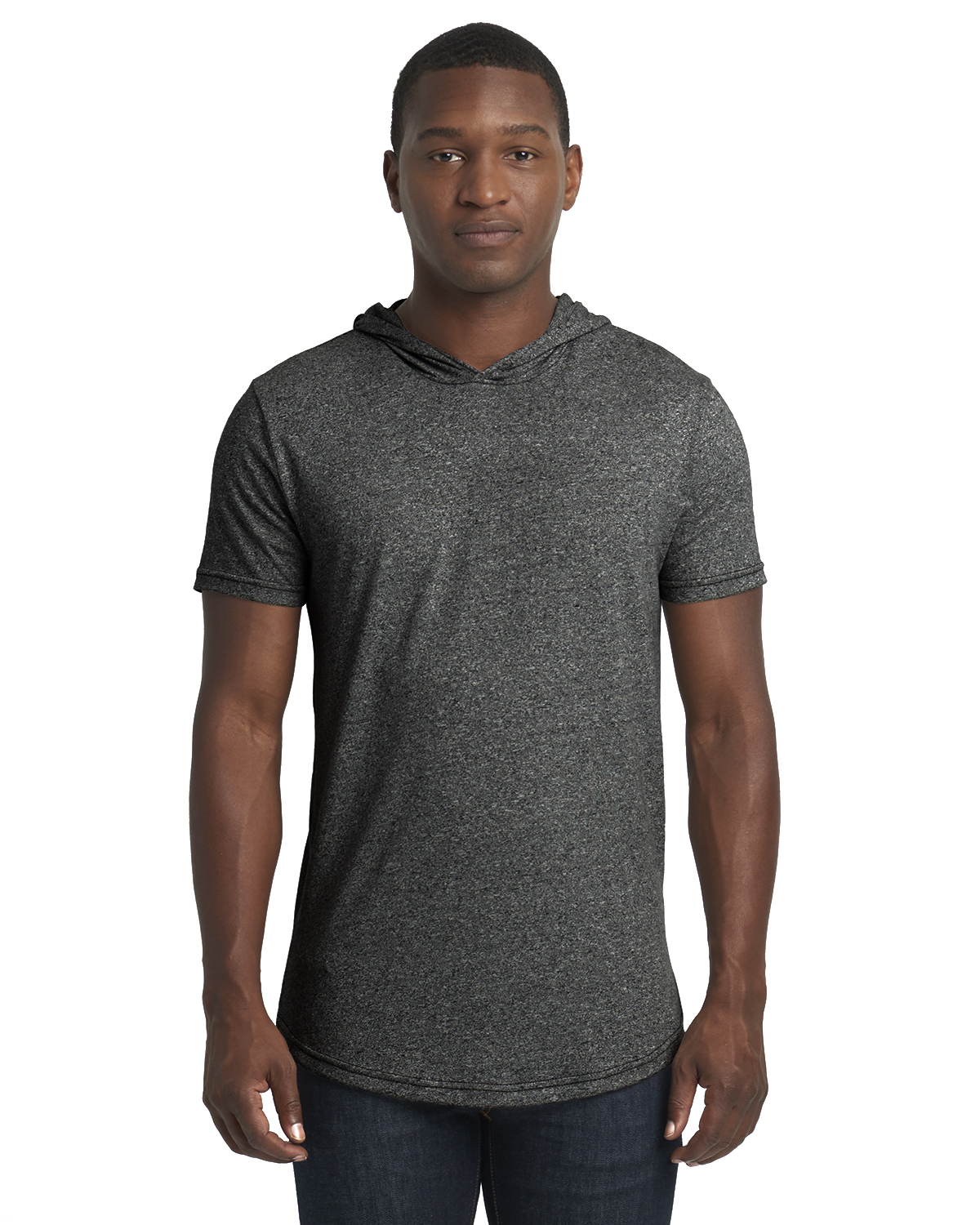 Next Level 2022 Black Unisex Mock Twist Short Sleeve Hoody TShirt