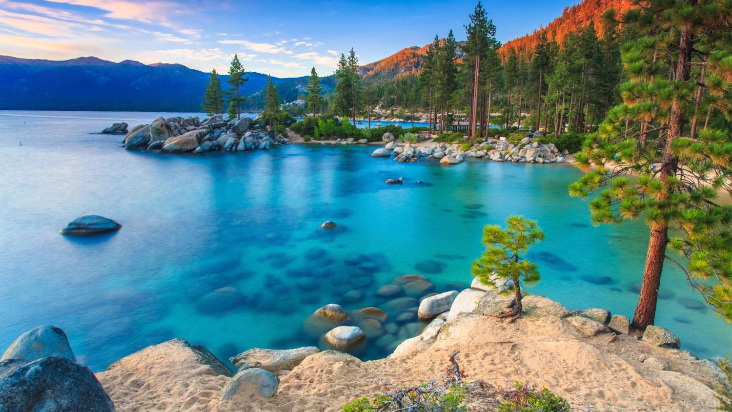 Jigsaw Puzzle Cobalt blue water of Sand Harbor in Lake Tahoe Nevada