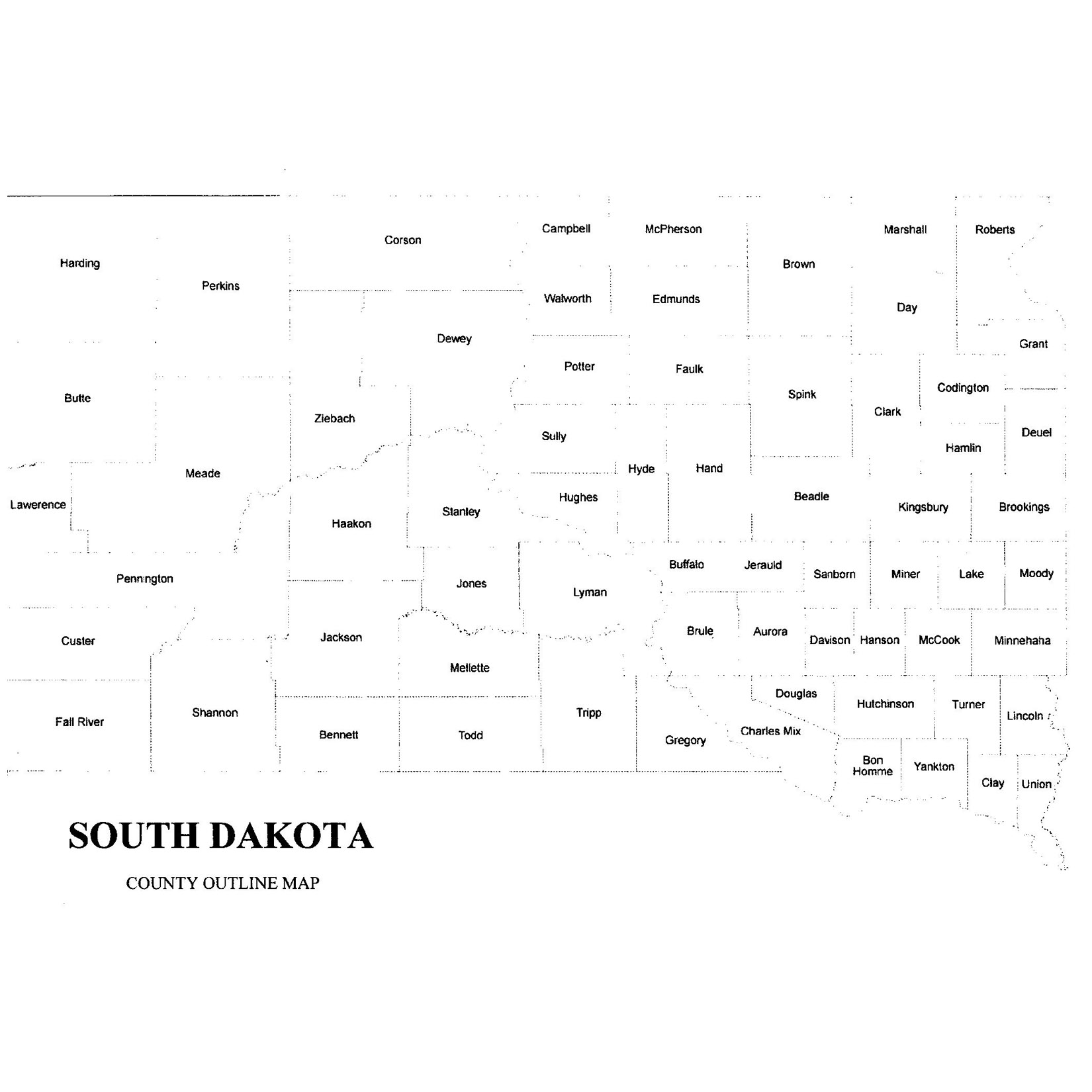 South Dakota County Numbers Map