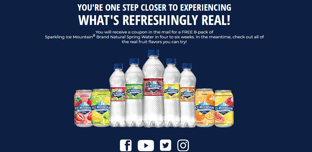 FREE 8pack of Sparkling Ice Mountain water Jill Cataldo