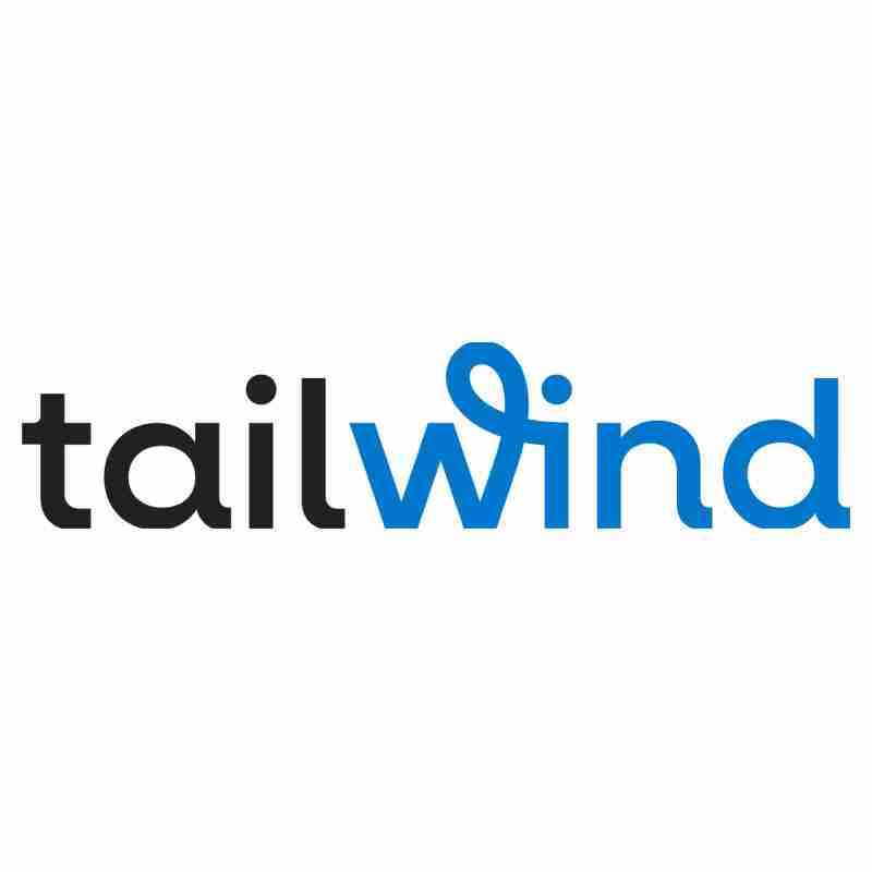 Tail wind app logo in black and blue ink