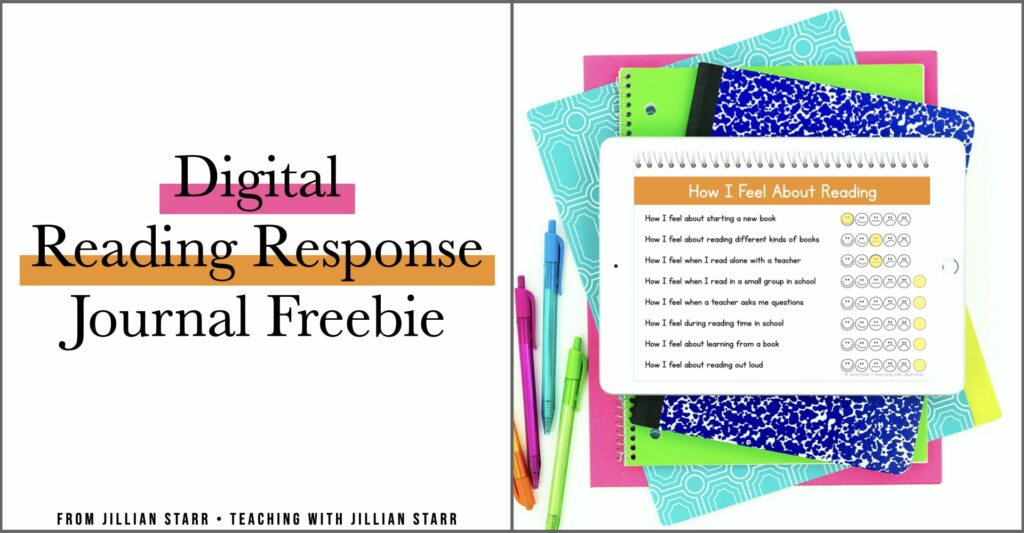 Digital Reading Response Journal Freebie Teaching with Jillian Starr