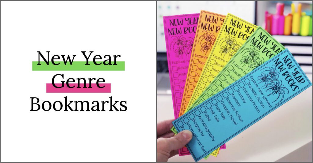 New Year Genre Bookmarks Freebie Teaching with Jillian Starr