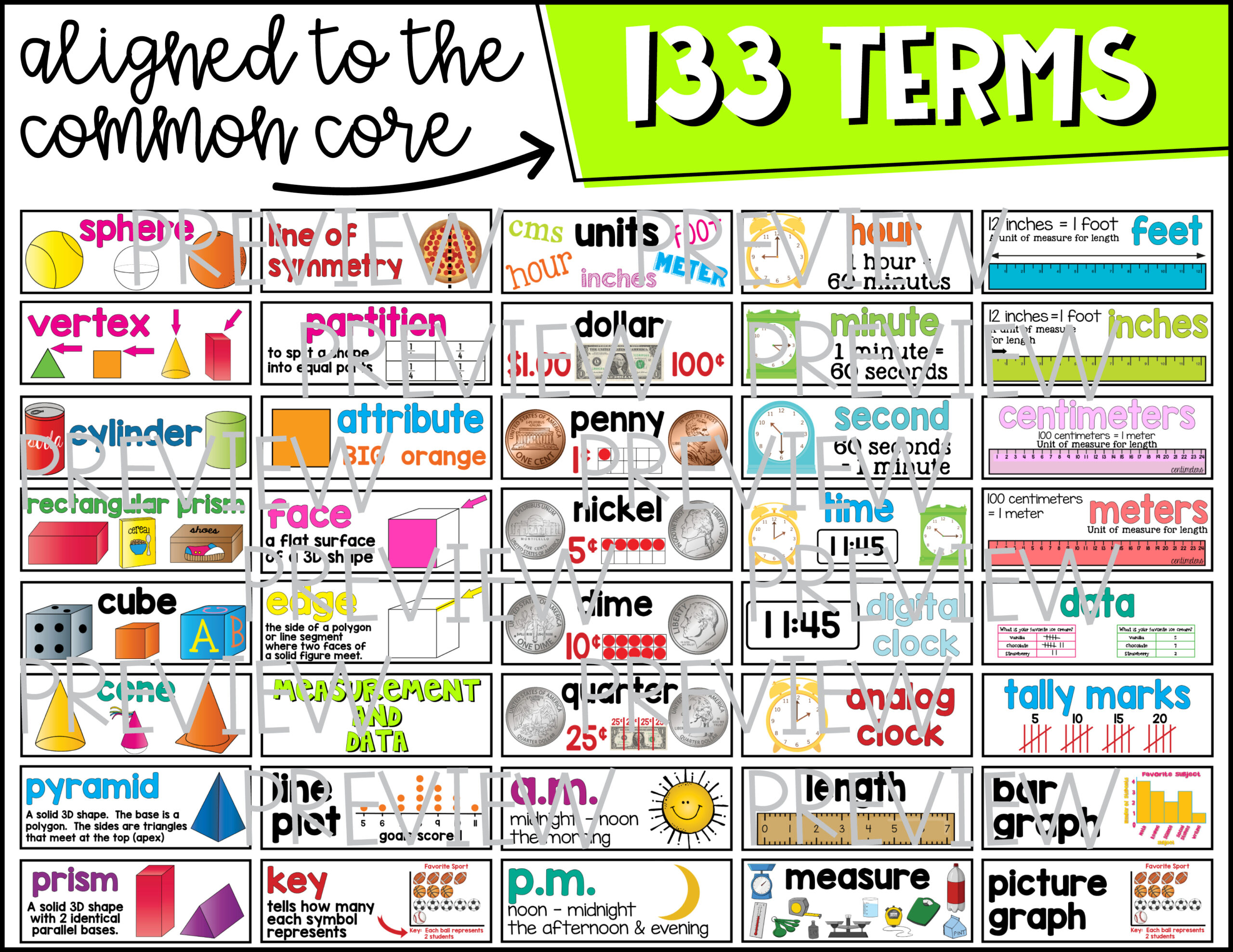 CCSS Visual Math Word WallGrade 1 (2017 Update)4