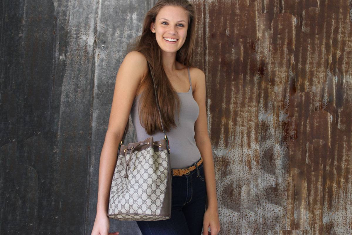 Gucci Vintage Drawstring Bucket Bag Brown