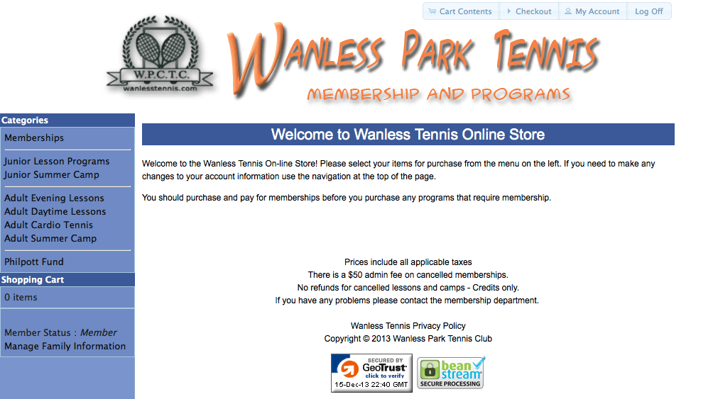 Wanless Park Tennis Jim Longo, web design and development Jim Longo