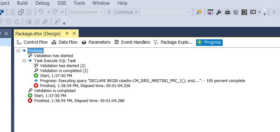 SSIS ORA00900 invalid SQL statement calling Oracle Procedure Jim