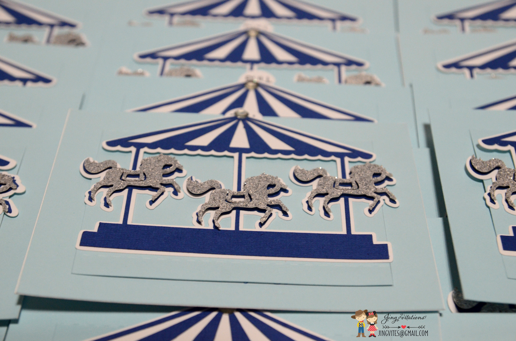 Carousel invitations for Boys Jingvitations