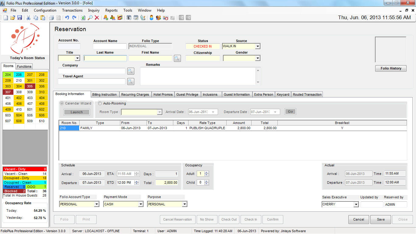 Folio Plus Hotel Management System * Free Demo