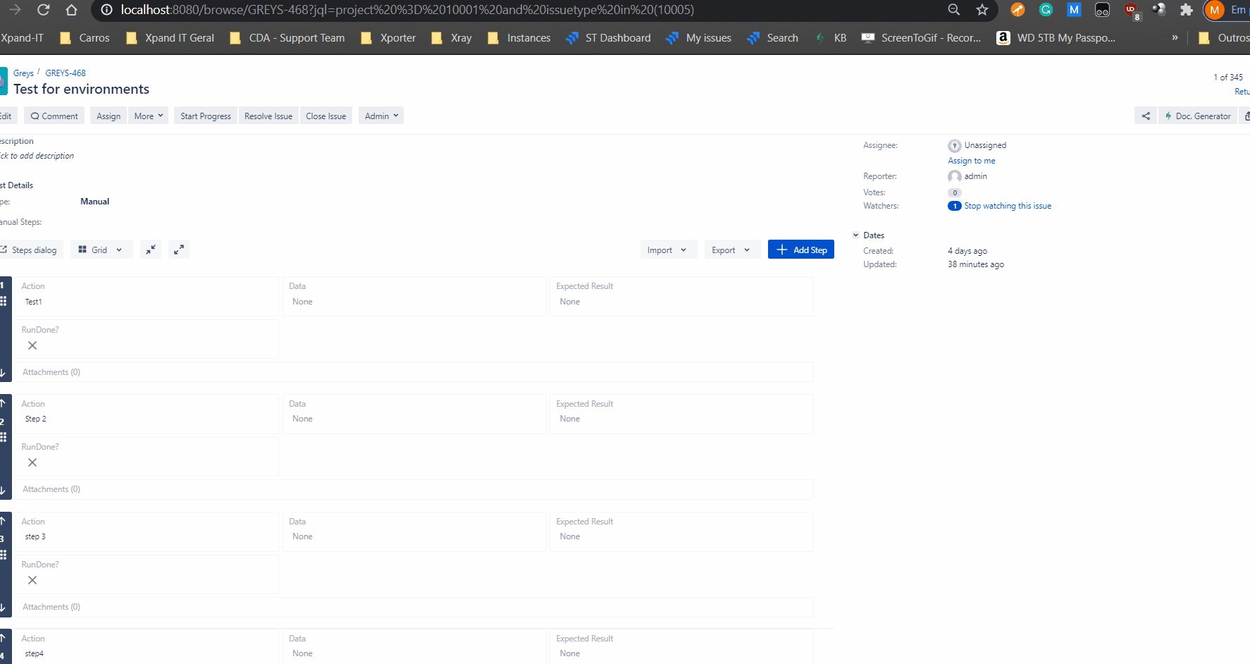 [XRAY7266] In Steps Dialog, the shortcuts SHIFT+TAB is not working