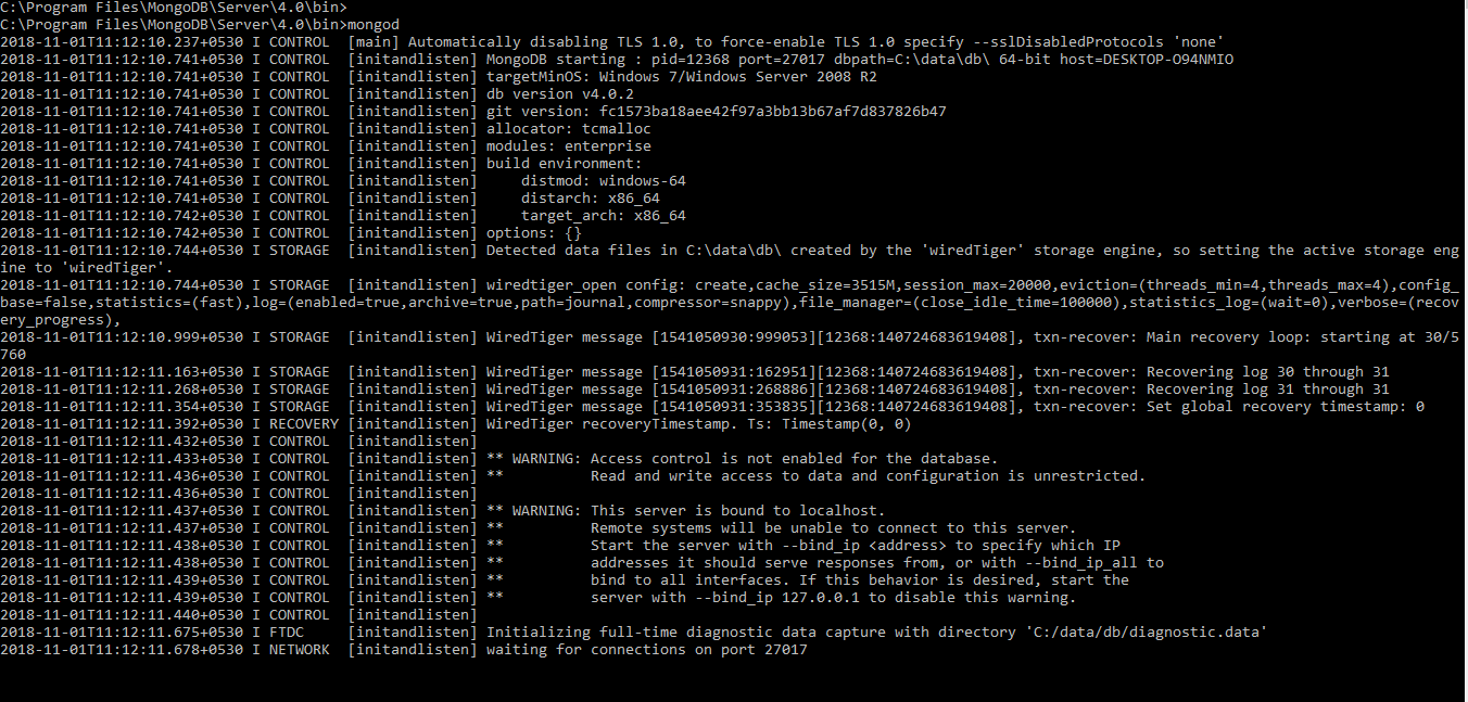 [SERVER37857] I got this error while MongoDB connecting to web browser