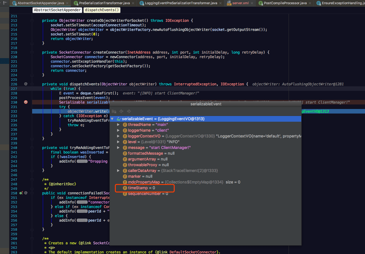 [LOGBACK1428] class LogginEventVo may have a code misstake which leads
