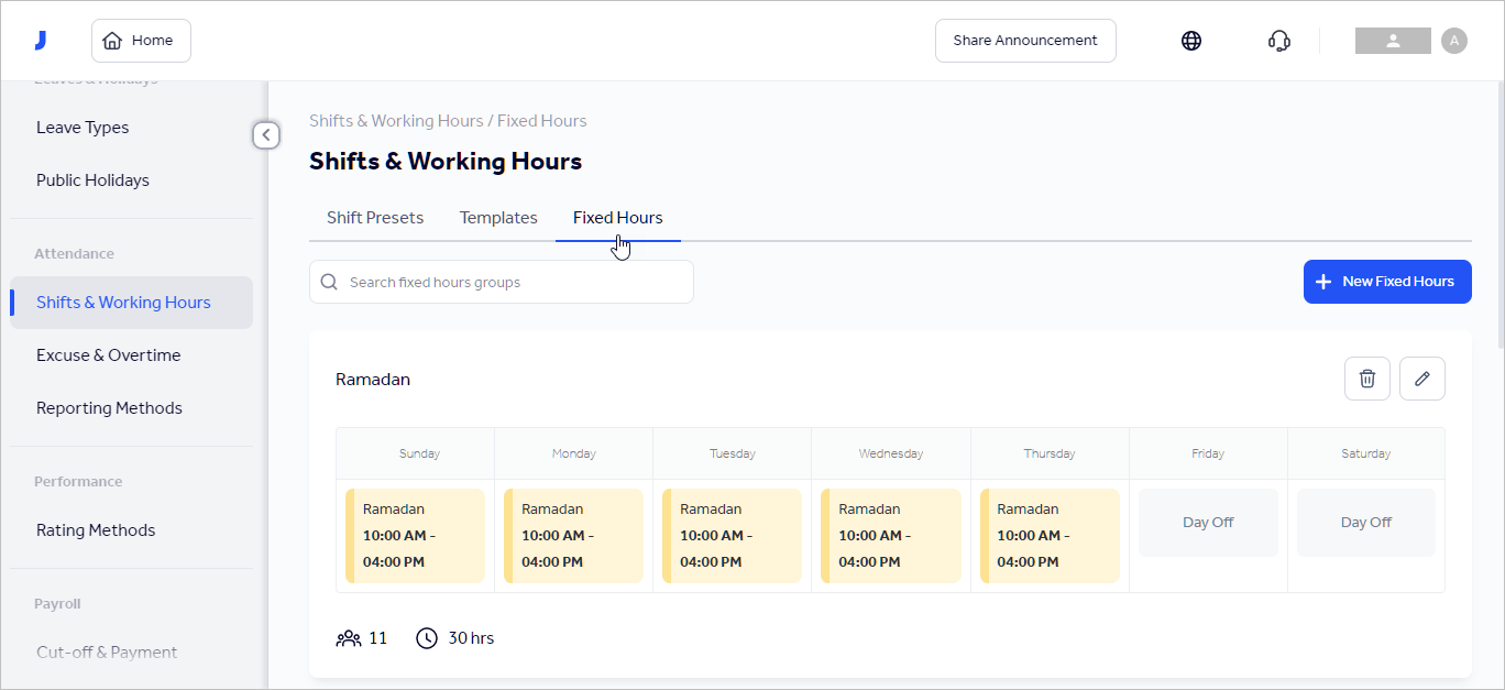 Fixed Hours Knowledge base