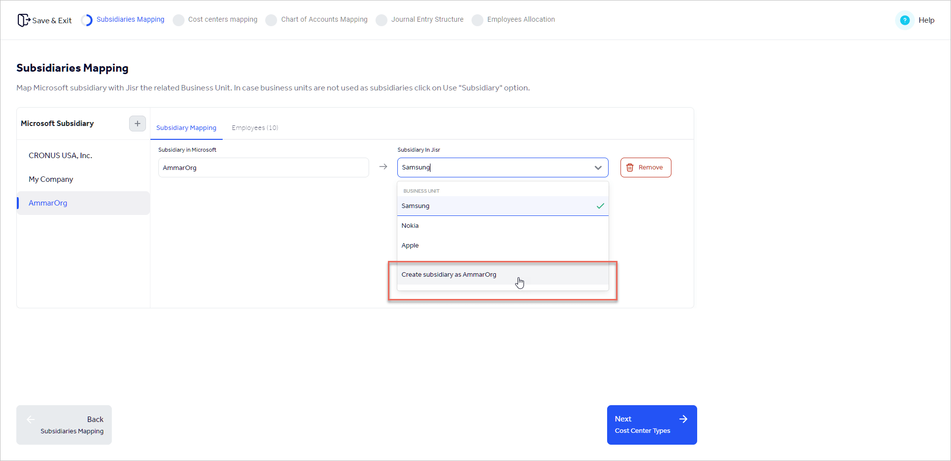 Microsoft Subsidiaries Setup & Mapping Knowledge base