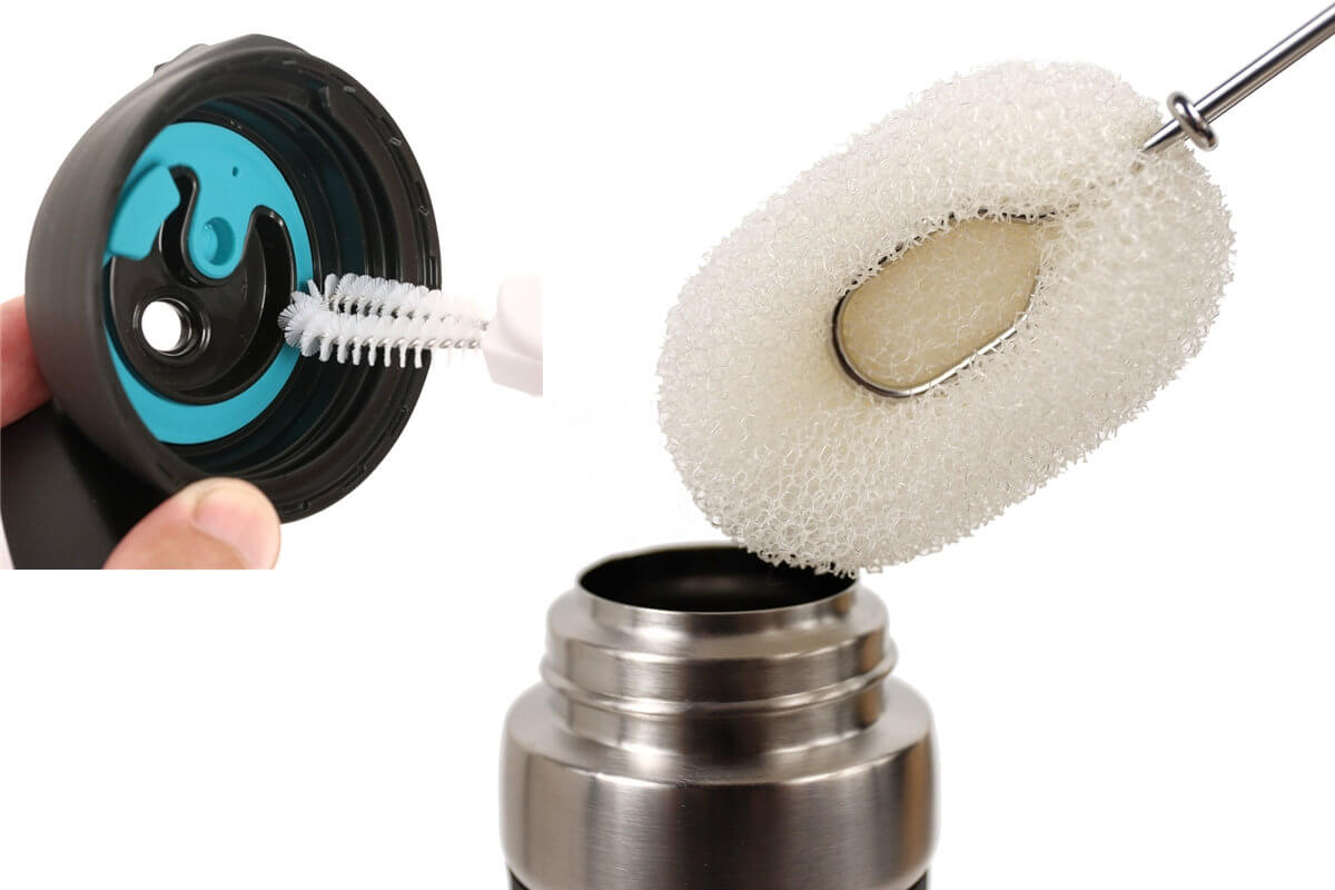 スポンジ洗浄カップブラシ ボトルクリーニングブラシ曲げ水ボトルクリーナーウォッシャーツールハンドルカップボトルクリーニン