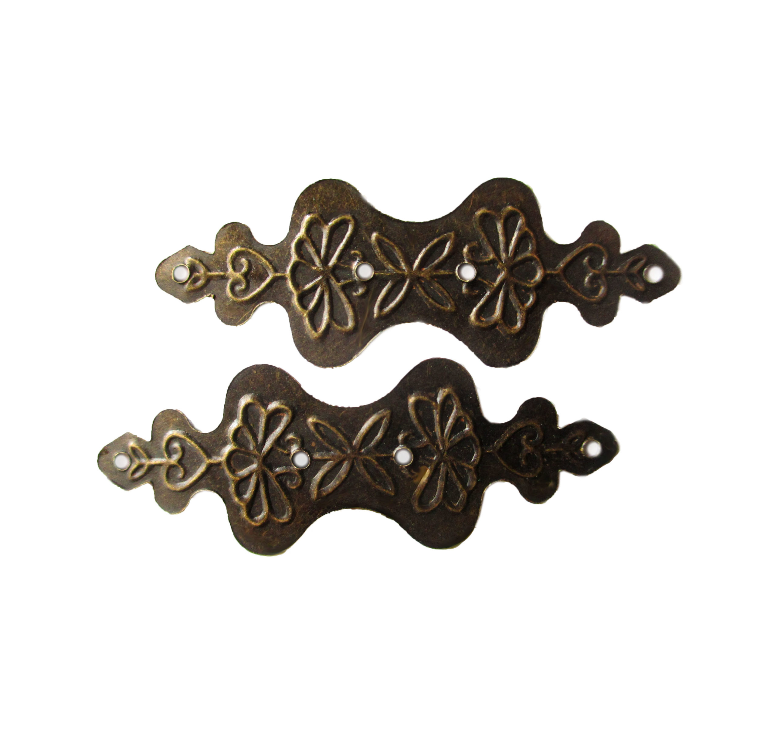 Metal Corners Brackets for Boxes Antique Brass 56x20mm with nails Pkt 4