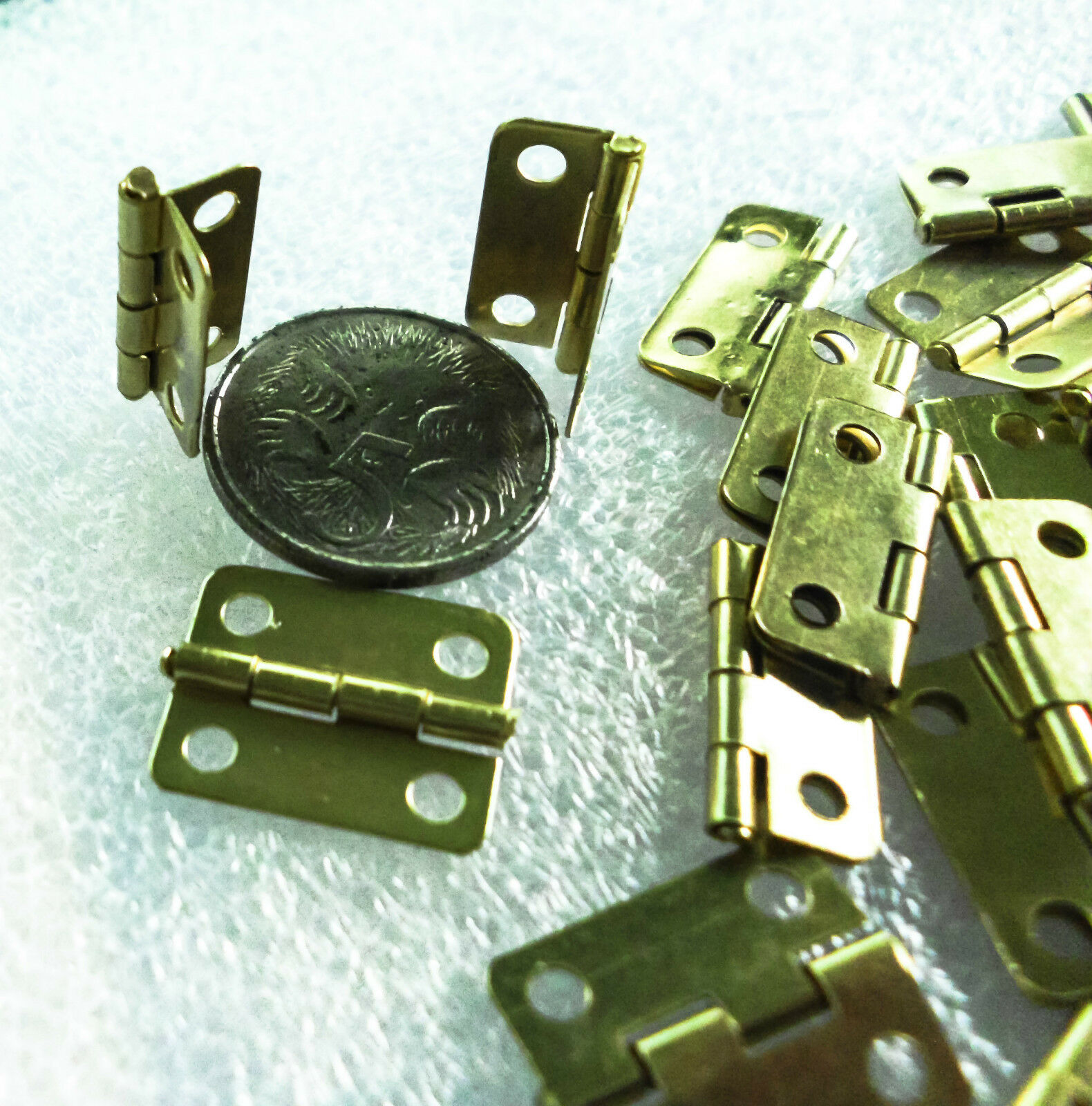 Hinges small Gold hinges for leather cases & boxes 16x13mm, or 19x16mm