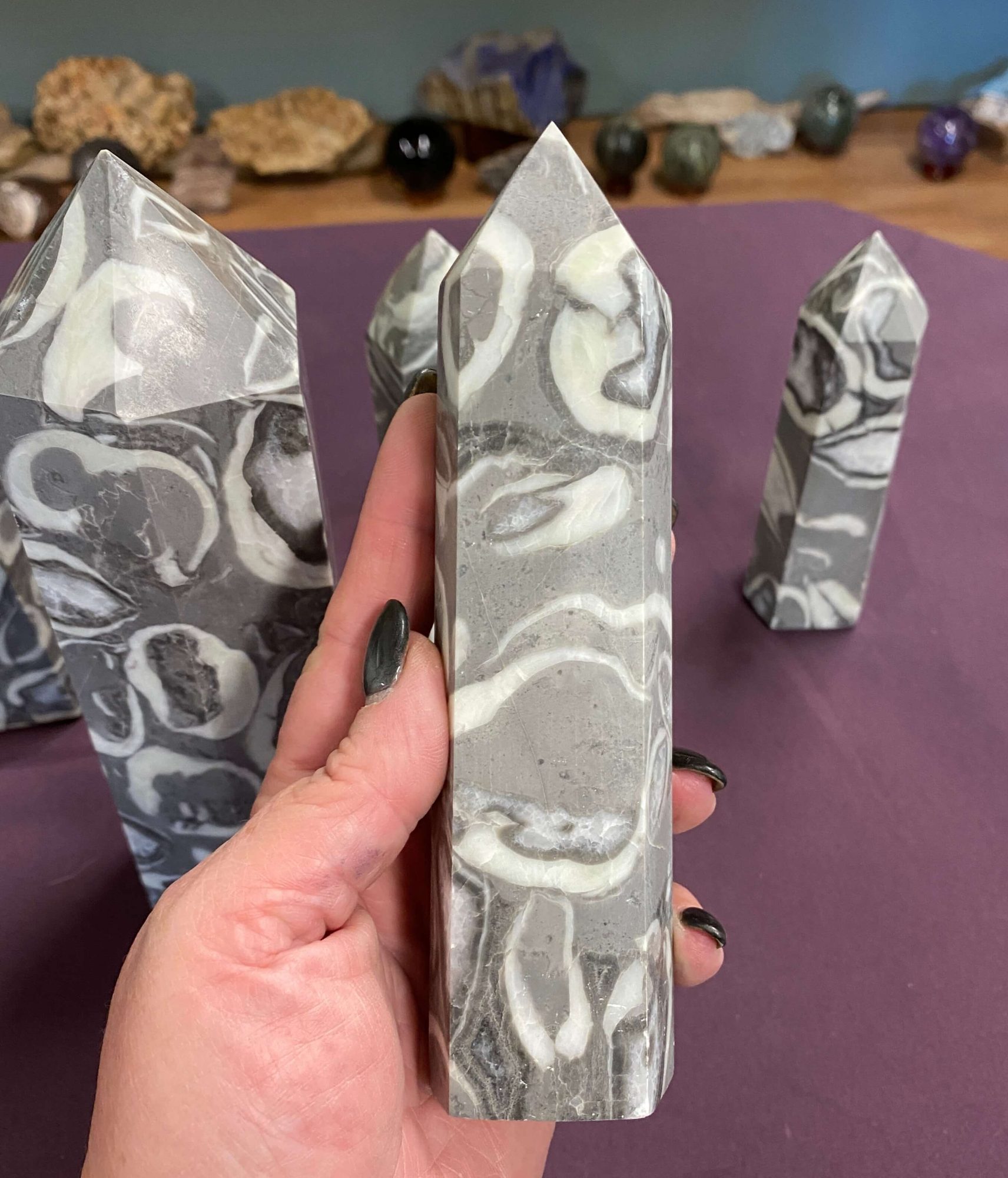 Thousand Eye Jasper Towers 6 Sizes J&J Crystals and Rocks