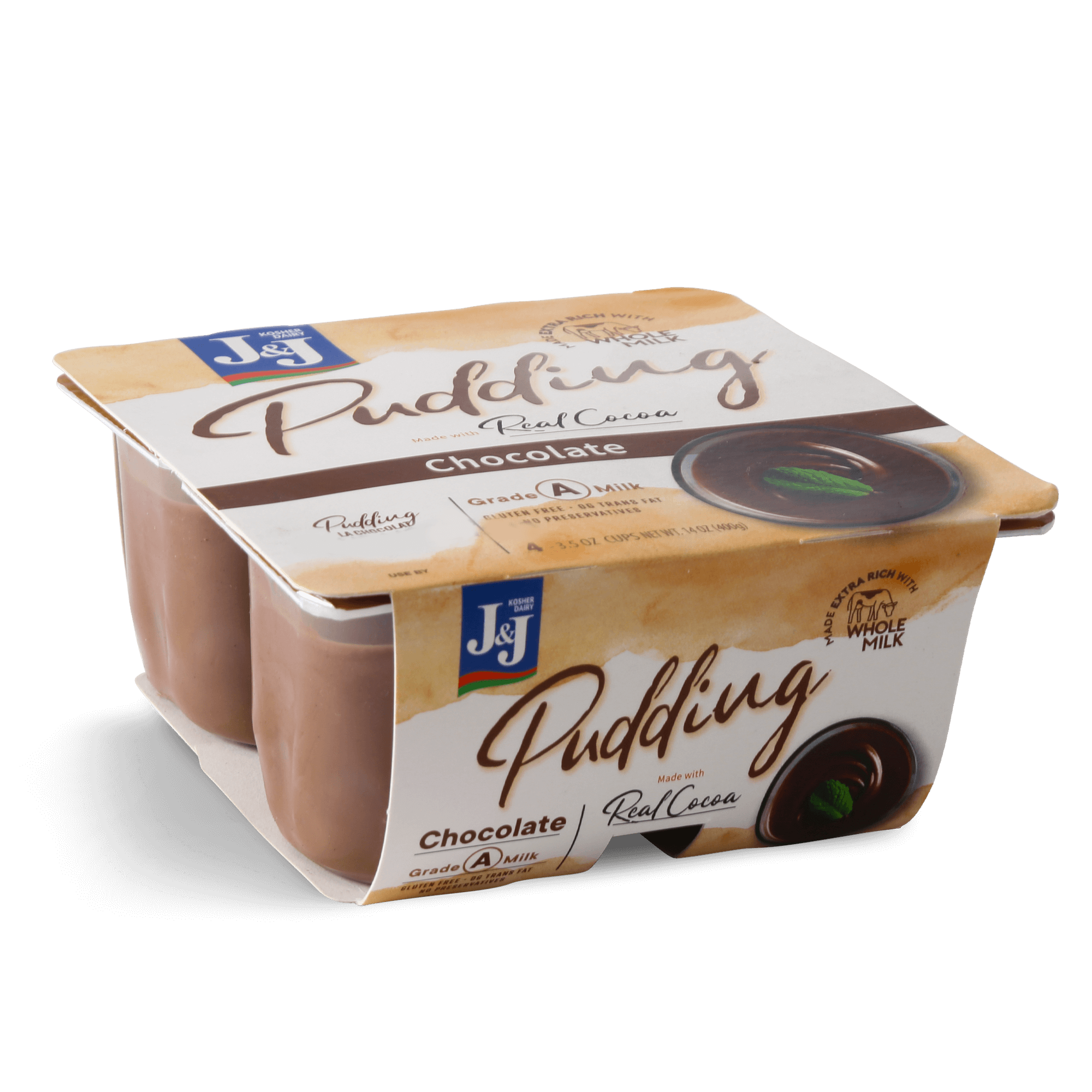 J&J Dairy Chocolate Pudding 4 Pack, 3.5 Oz.