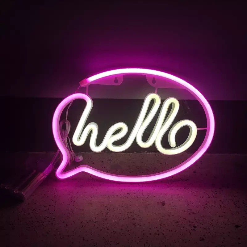NEON "hello" Wall Art Decoration JJ Gold International