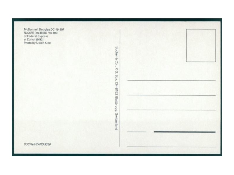 Federal Express FedEx, DC10 jjPostcards