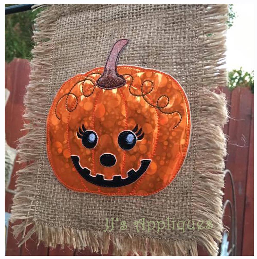 Pumpkin Garden Flag JJ's Appliqués Machine Embroidery