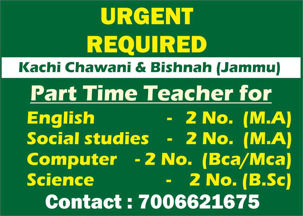 Part Time Teacher Jobs JKUpdates Govt Private Jobs, News, Results