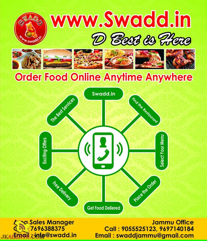 Swadd.in Order food online in Jammu with Free Home Delivery Services JKAlerts JK Updates.