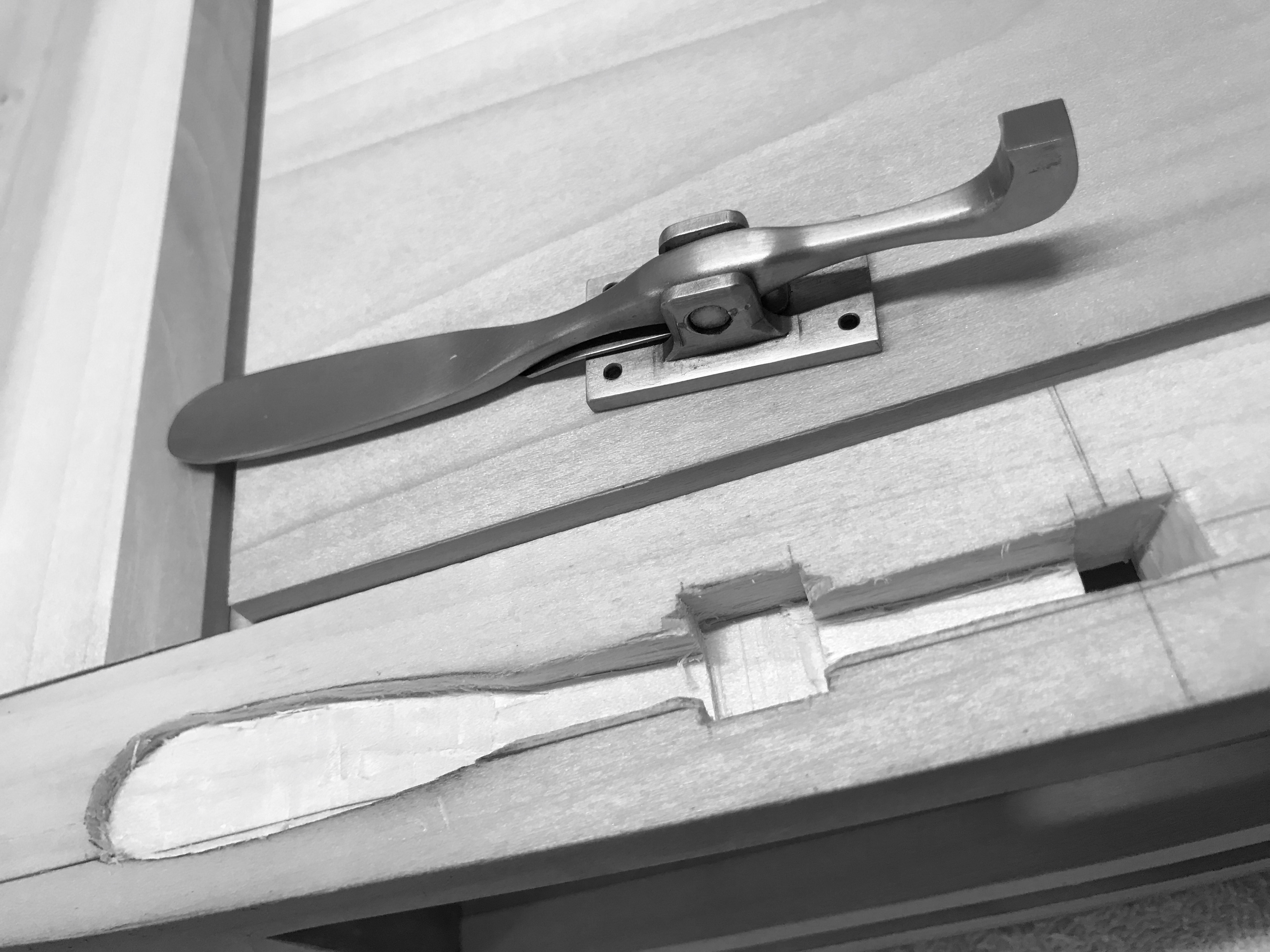 Small drawer latch J. Leko Furniture Maker