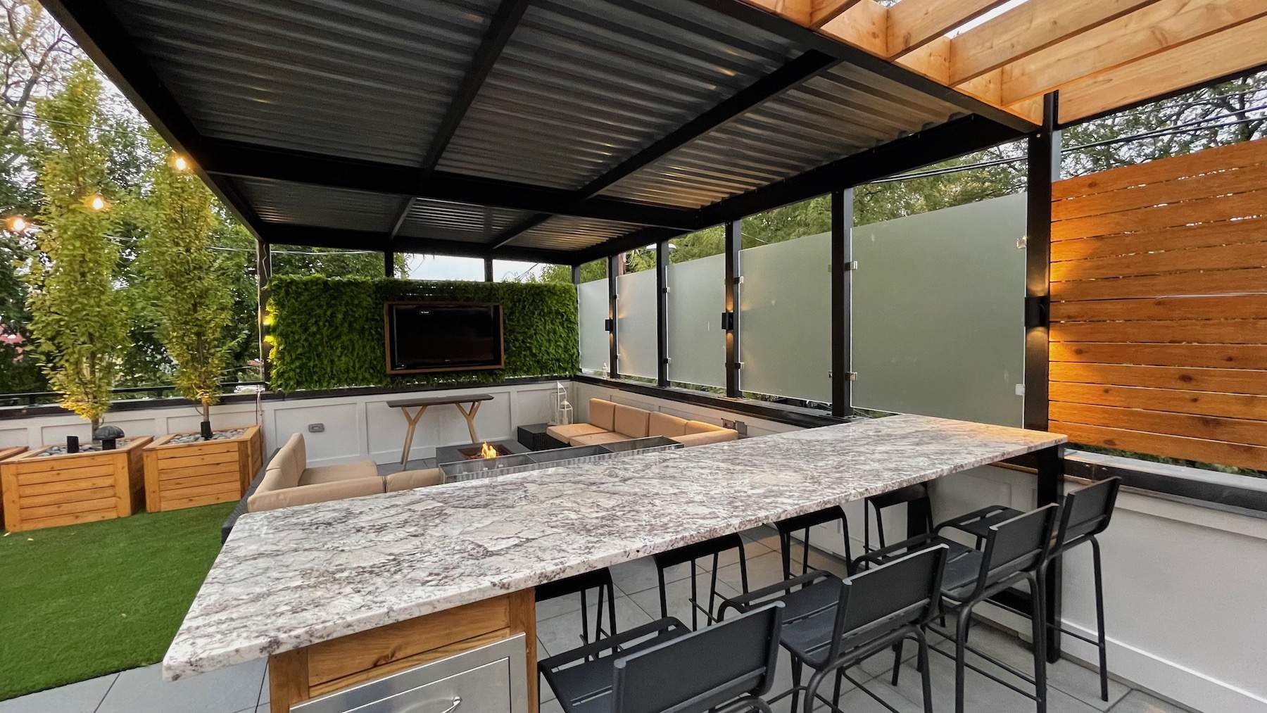 Garage Roof Deck With Living Space & Bar JLV Builders