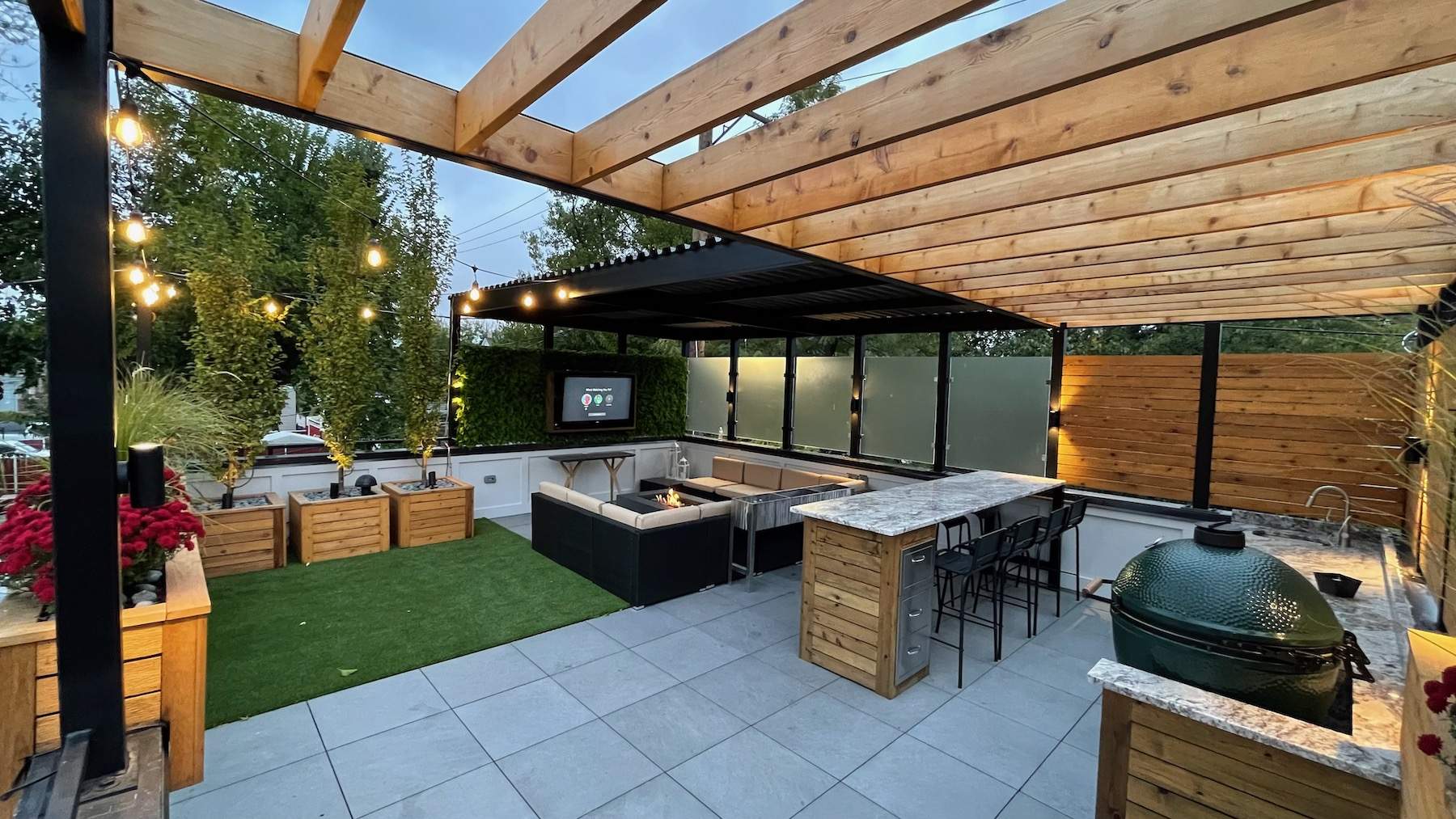 Garage Roof Deck With Living Space & Bar JLV Builders