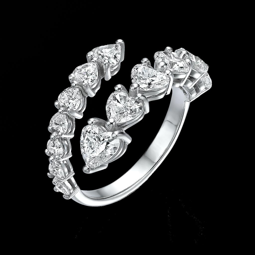 2 Row Heart Shape Ring Majestic
