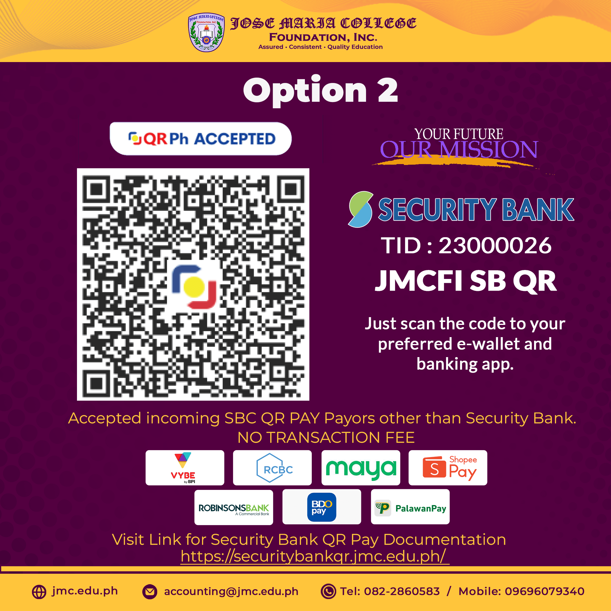 JMC FI Payment Option 2 Jose Maria College Foundation, Inc