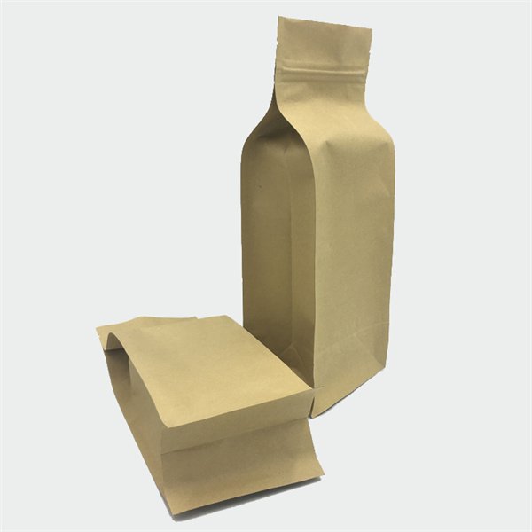 Block bottom kraft bags plain paper bags wholesale flat bottom pouch
