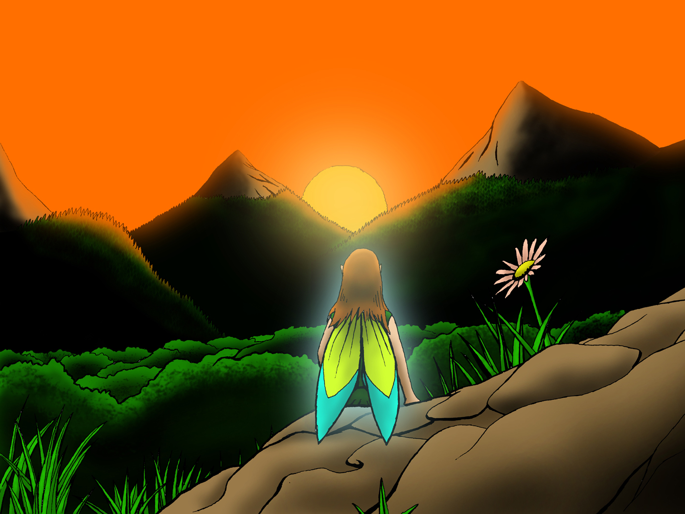 Planche dessin dessin d'un coucher de soleil