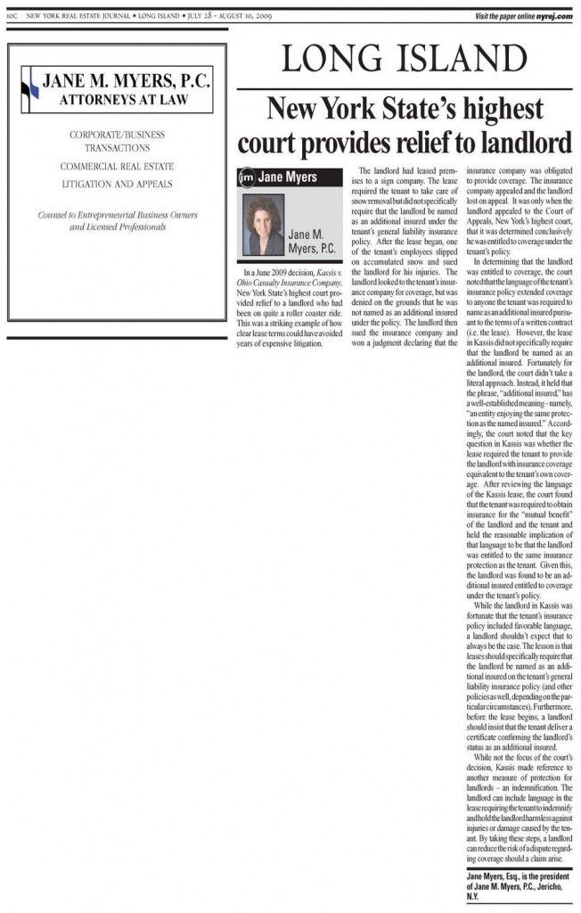 New York State’s Highest Court Provides Relief to Landlord