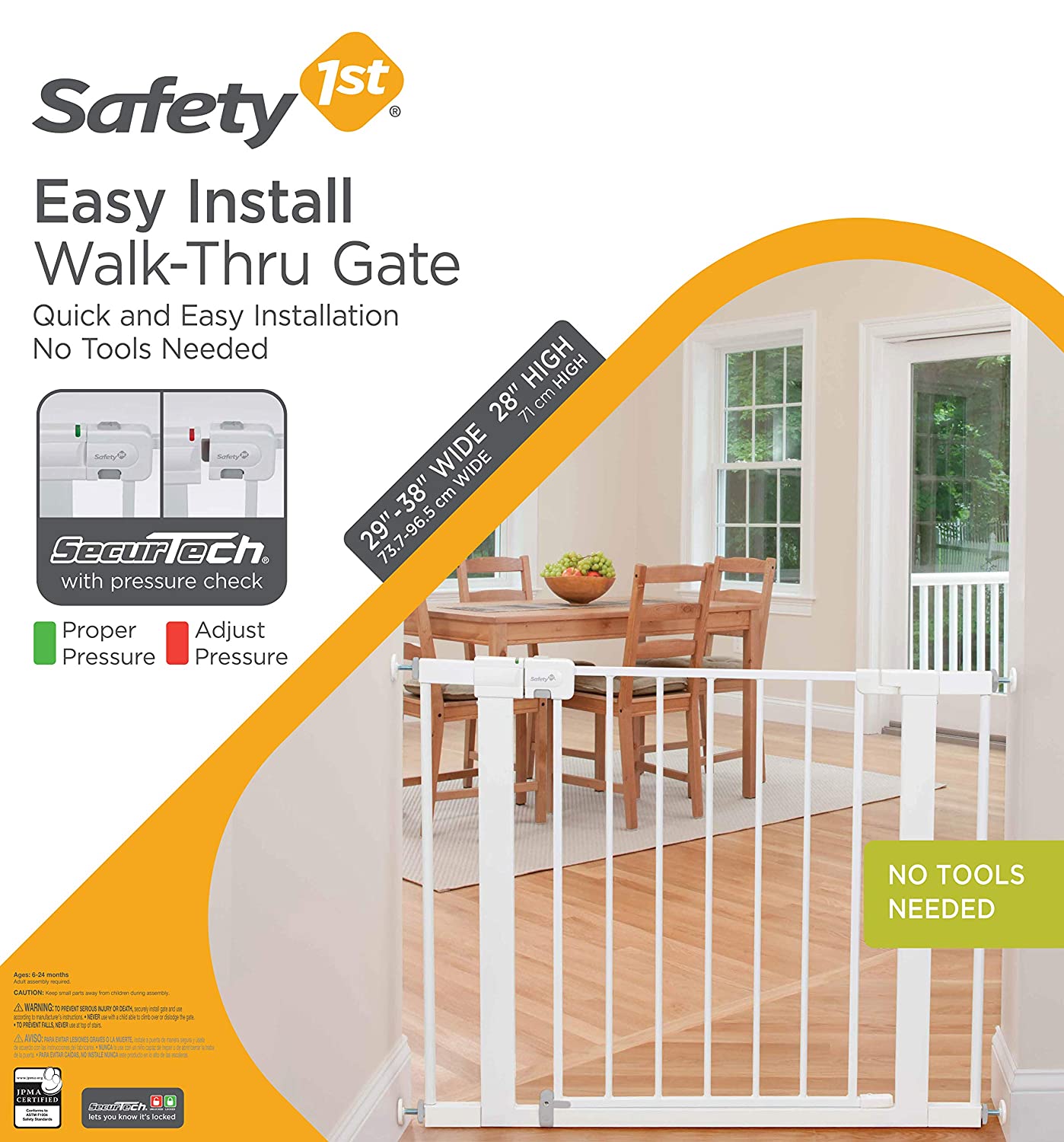 Safety 1st Easy Install Metal Baby Gate with Pressure Mount Fastening