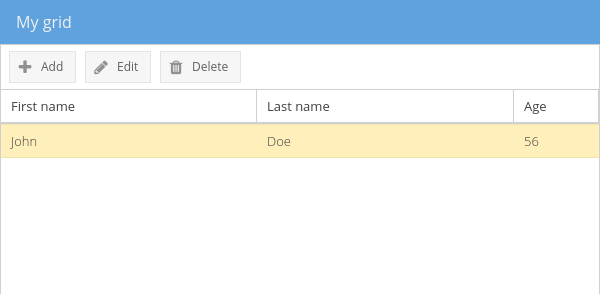 A button in the header of an Ext JS grid action column