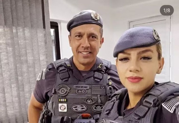 Soldado Gisele e tenente coronel Geraldo Leite Rosa Neto