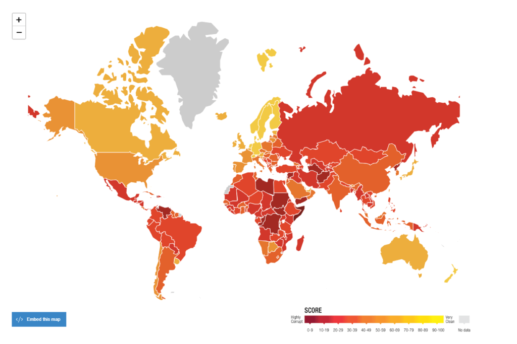 Carte De La Corruption Dans Le Monde La carte interactive de la corruption dans le monde Labo JNG WEB