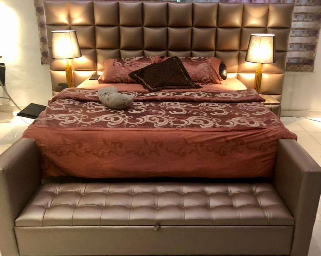 6ft by 6ft Bed frame with two Bedside Joanswood Creation