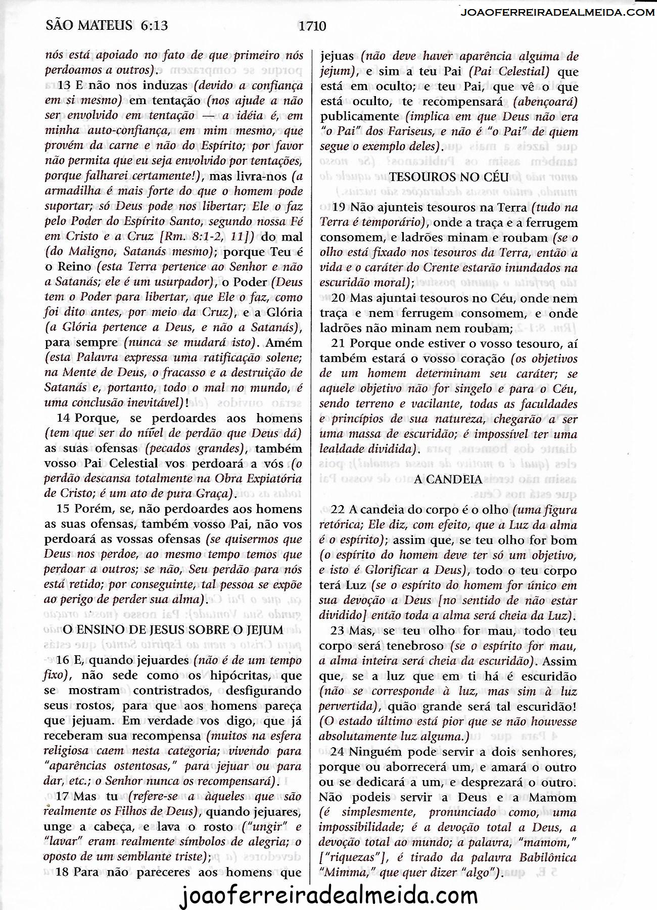 Mateus 6 Estudo Biblia João Ferreira de Almeida