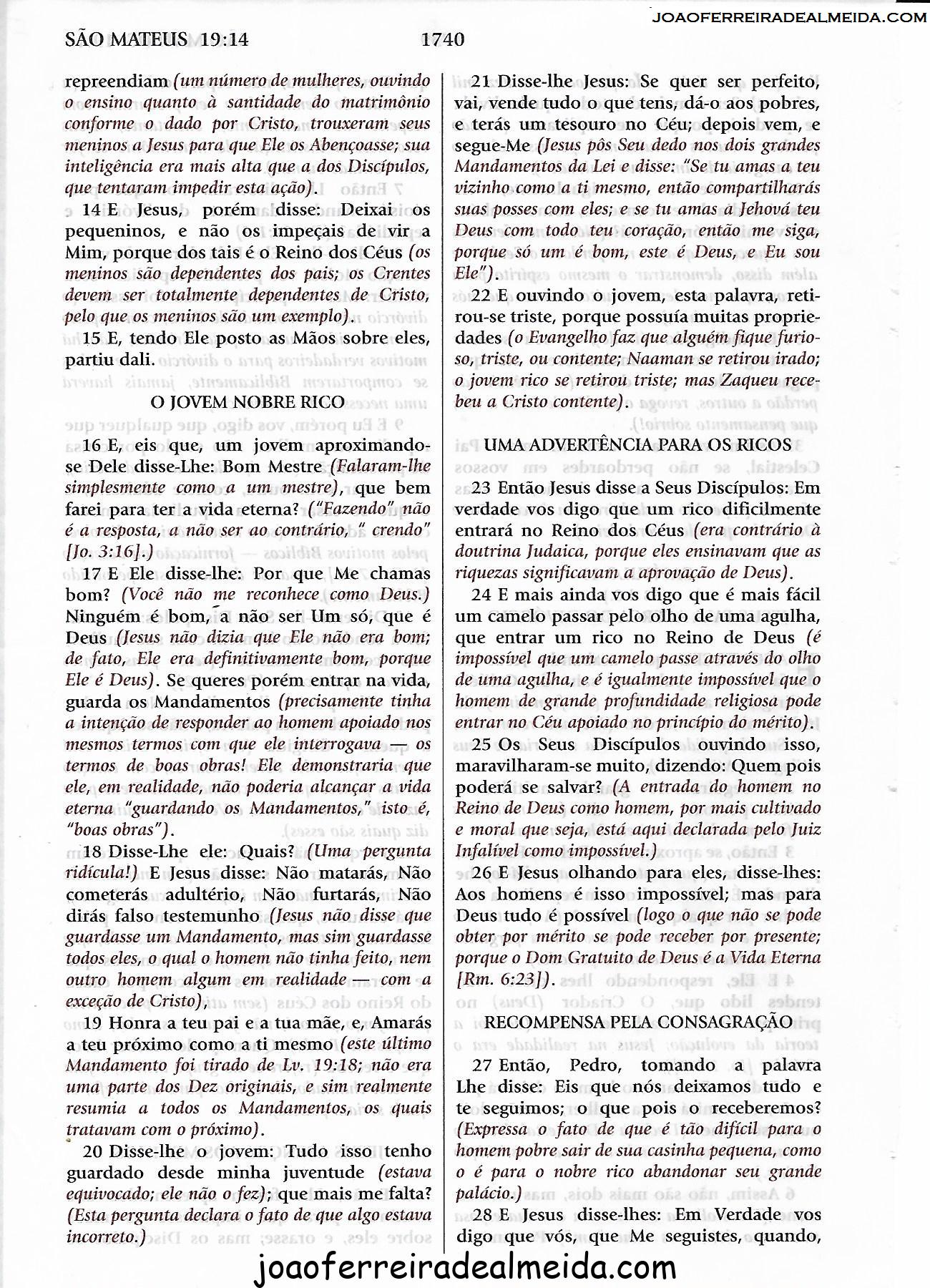 Mateus 19 Estudo Biblia João Ferreira de Almeida
