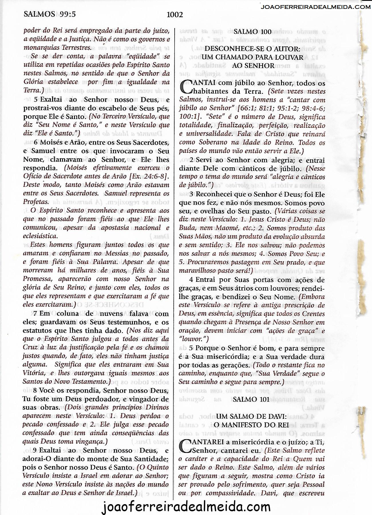 Salmo 100 Estudo Biblia João Ferreira de Almeida