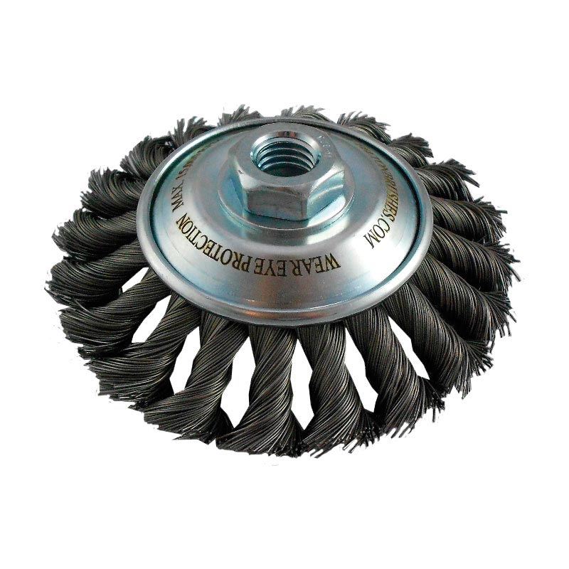 Saucer cup knotted wire wheel power brush Job Industriel